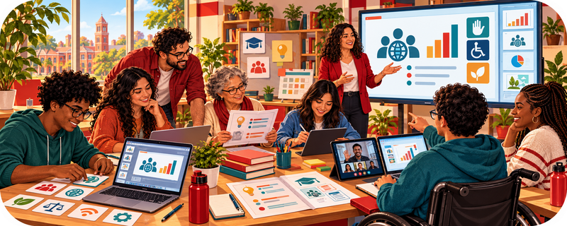 Estudantes e professores elaborando e utilizando apresentações e outros materiais de apoio didático sobre cidadania e tecnologia.